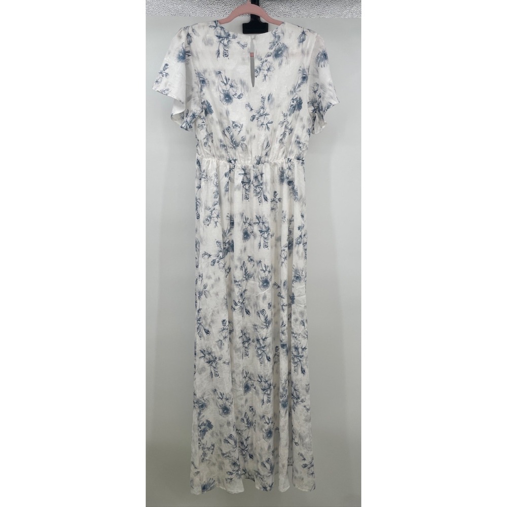 baltic born carmen maxi dress off white blue floral size women's medium - Picture 8 of 10